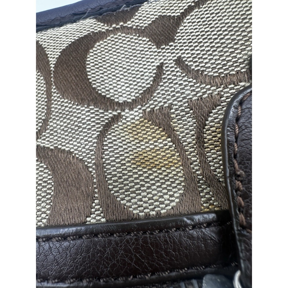 Coach Signature Soho Hobo Shoulder Bag Brown Khaki Canvas Leather Buckle Trim 14 - Picture 11 of 16